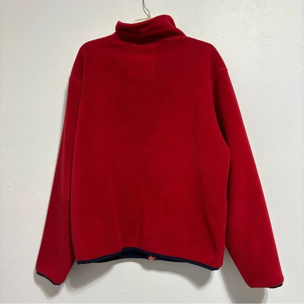 J. Crew Red Fleece Full Zip Jacket Men's Large Pockets Casual Lightweight Basic